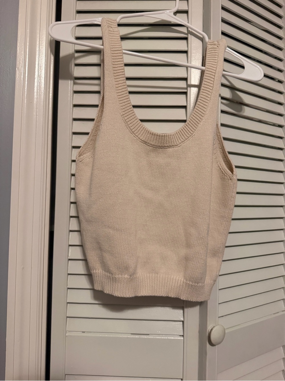 Double Zero Cream Ribbed Knit Tank